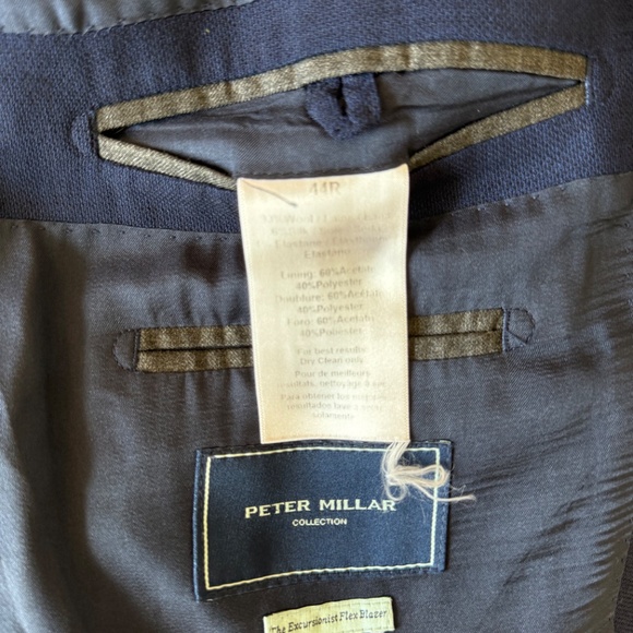Peter Millar Excursionist Flex Blazer – Size 44R – Navy Wool-Silk Blend - Picture 5 of 9